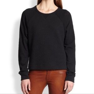 Rag & Bone Rein Quilted Crewneck Pullover Sweater Black Size M